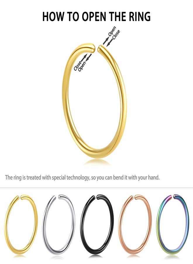 VELCARE 5 Pairs Nose Rings Hoops Nose Piercings Hoop Nose Ring Faux Fake Nose Ring 16G Nose Piercing Jewelry Lip Nose Rings for Women Men Nose Hoops Tragus Helix Cartilage Hoop Earring 16 Gauge Nose Hoop Ring Fake Piercings Nose Piercing Ring Stainless Steel - Image 4